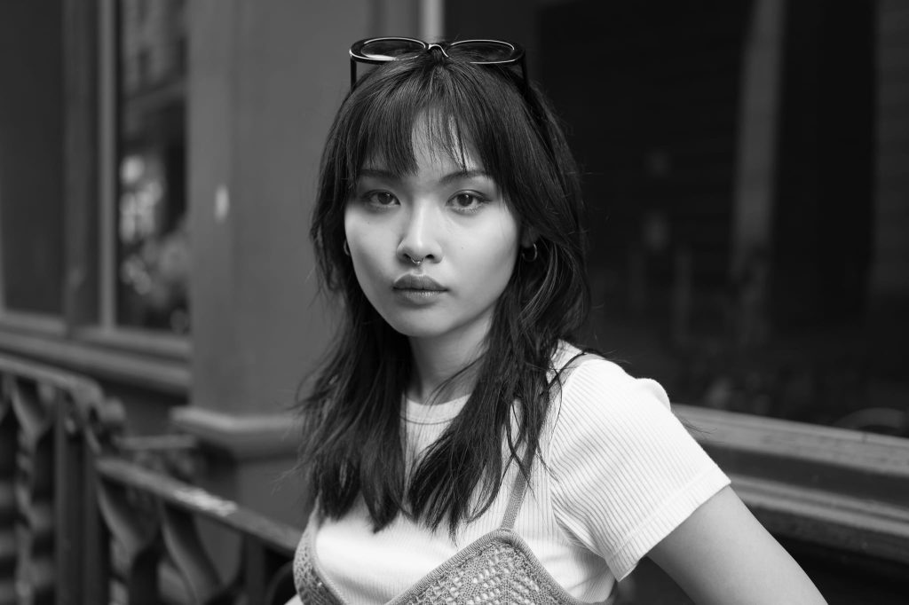 Kobo looking straight into camera for this Black and White portrait, captured with the Leica Q3 43, a work of passion by Arnold Szmerling for the Visual Life Collection focusing on lifestyle legacy portraiture.