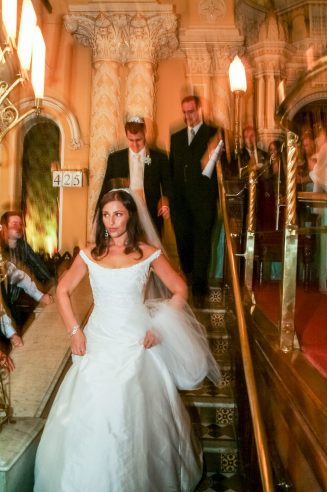 A bride in motion at the Great Synagogue of Sydney captured as iconic wedding photography by Arnold Szmerling, manifesting the enduring soul of the couple for the Visual Life Collection.
