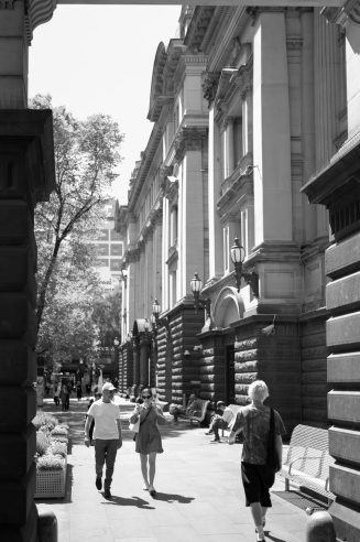 Iconic building in Melbourne, a work of passion by Arnold Szmerling captured in Black and White during his Leica Q3 street photography experience.